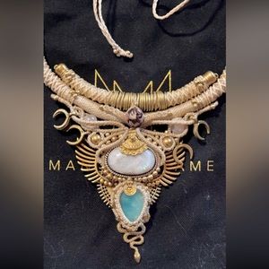 OOAK Macrame and Brass Statement Choker